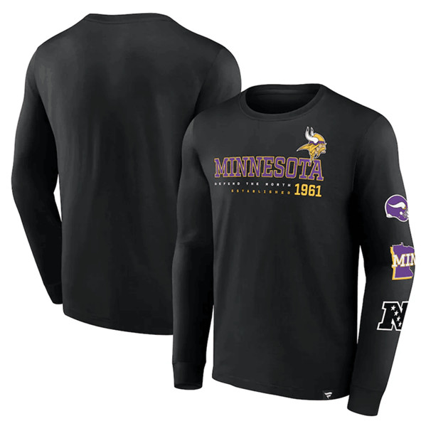 Minnesota Vikings Black High Whip Pitcher Long Sleeve T-Shirt